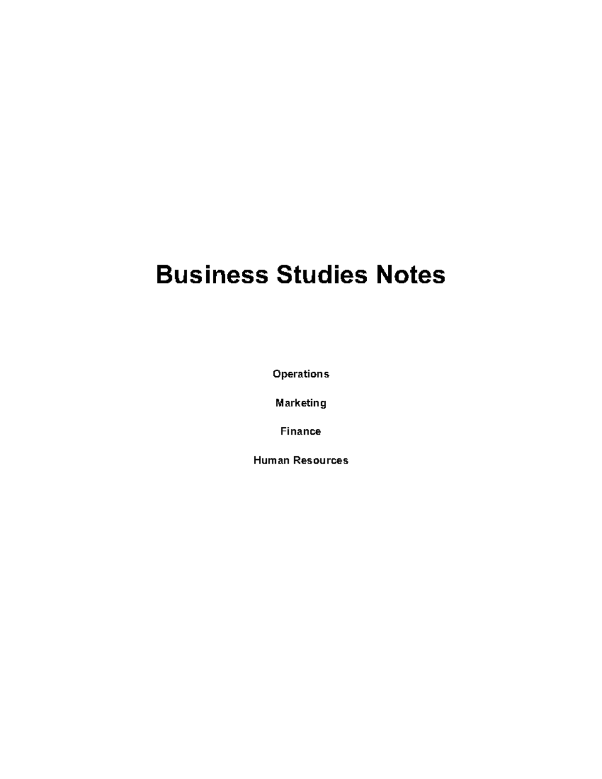 Business Studies Notes - Business Studies Notes Operations Marketing ...