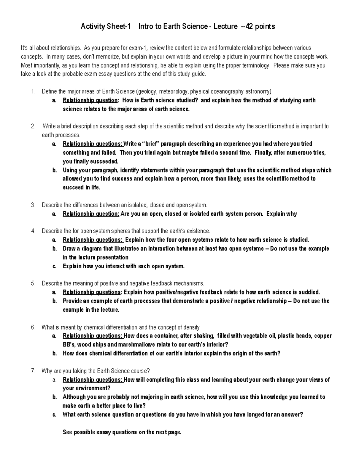 ERS AS- Intro to ES - First assignment of the class. - Activity Sheet-1 ...