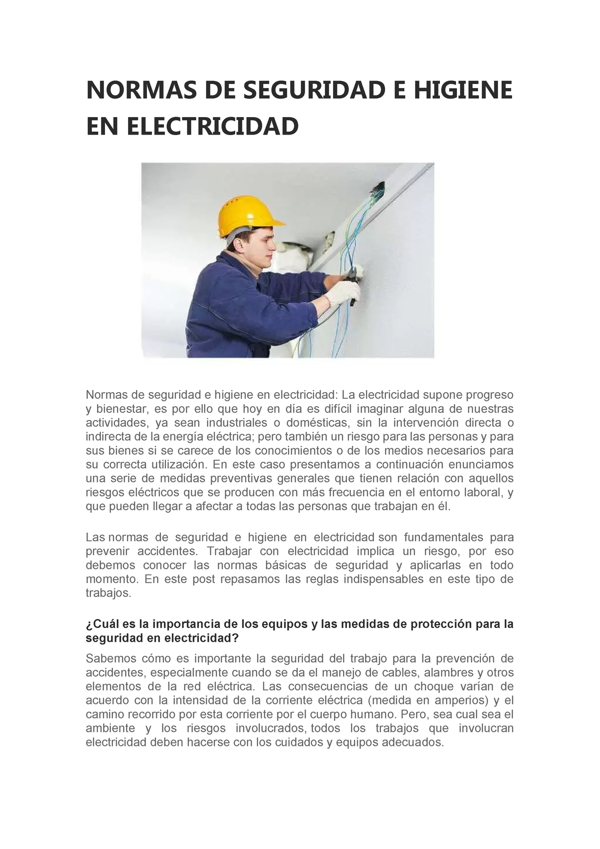 Normas De Seguridad Eléctrica Normas De Seguridad E Higiene En Electricidad Normas De 8197