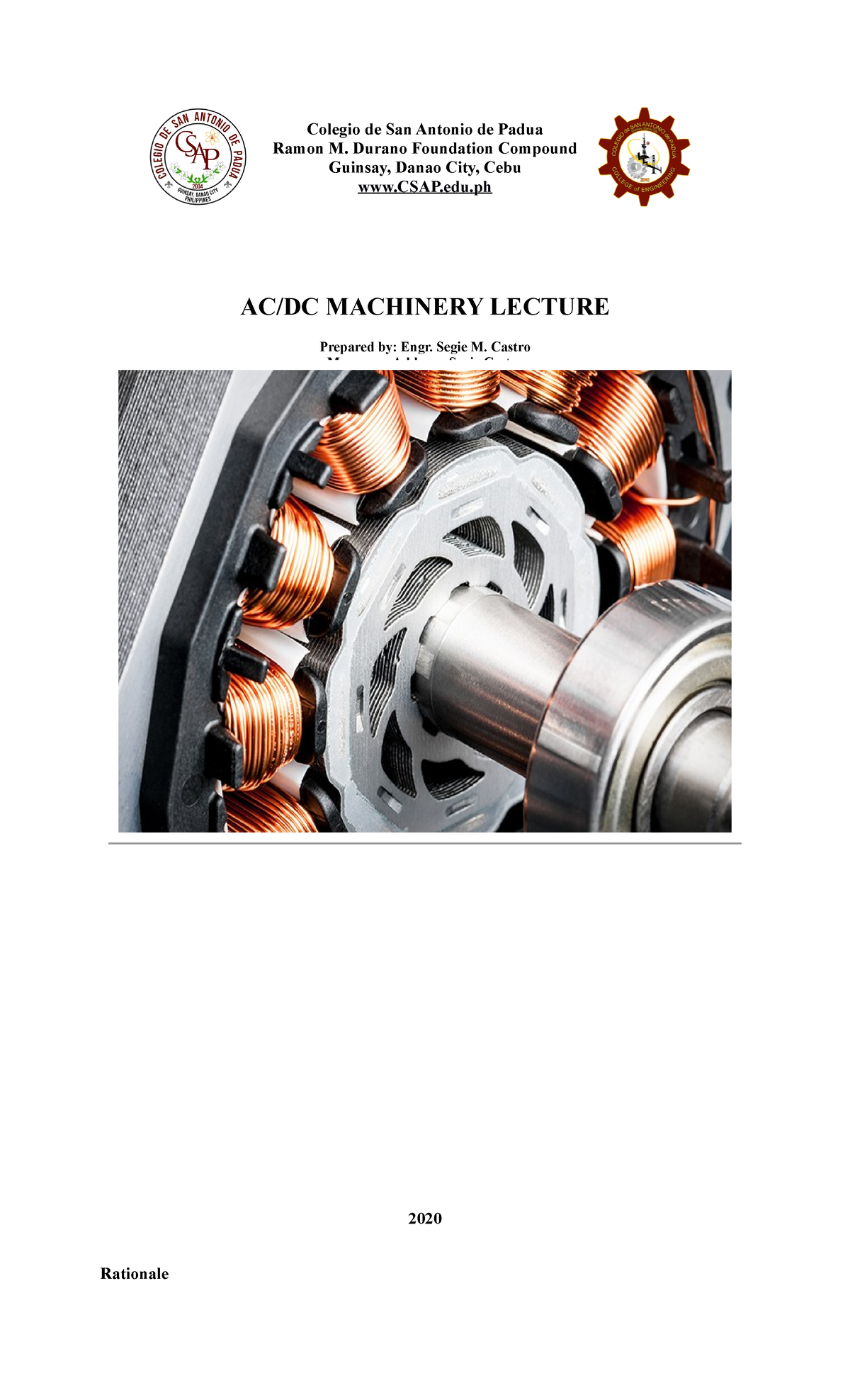 AC DC Machinery Lecture Semi final - Engineering - CTU - Studocu