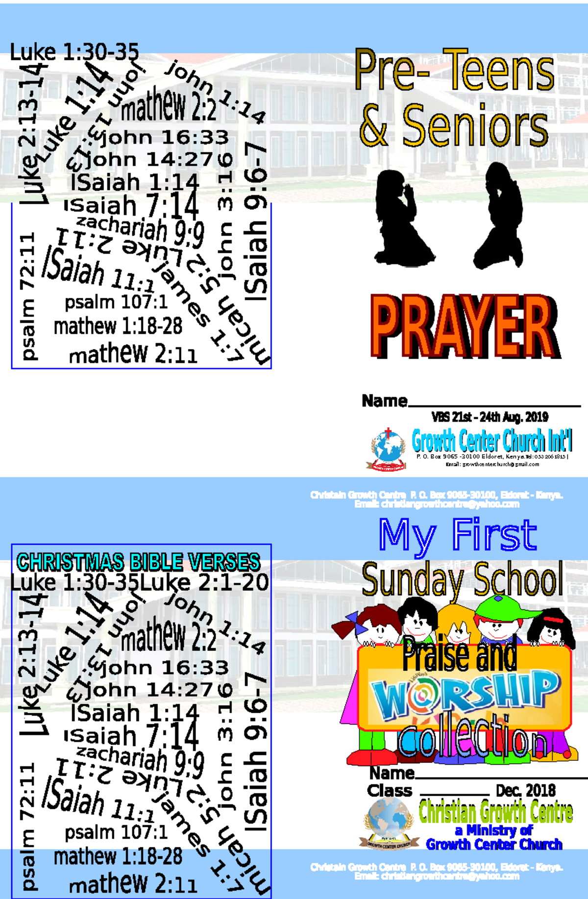 Cgc Children's book on prayer P. O. Box 9065 30100 Eldoret, Kenya