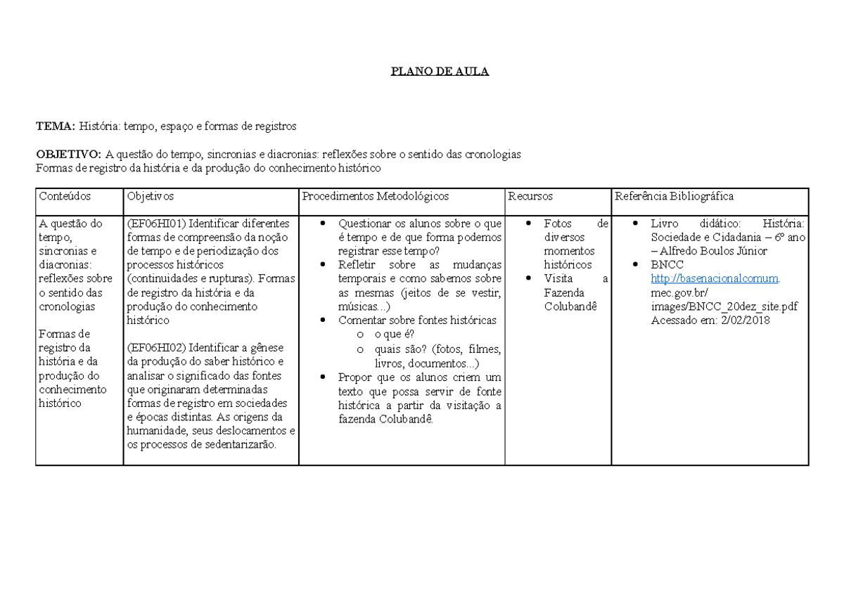 Plano de aula - 6º ano - História ou Pré-História?