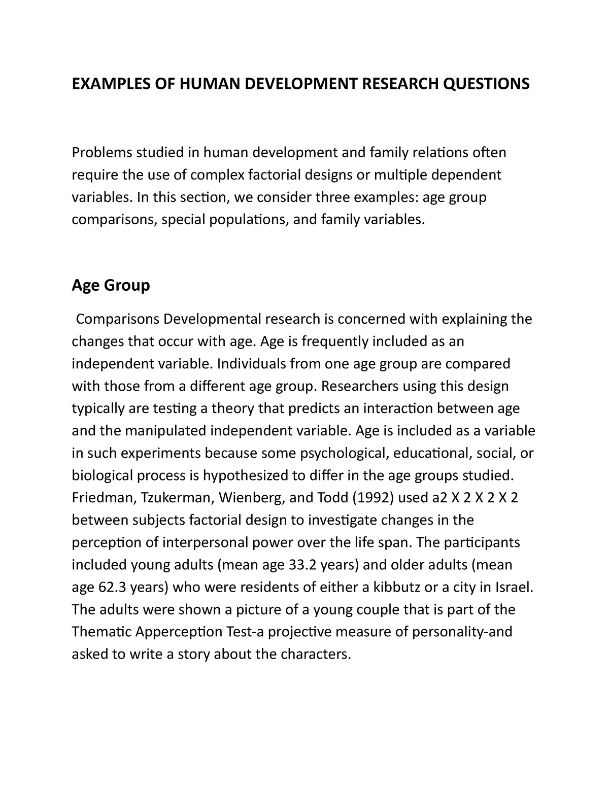 research topics related to human development