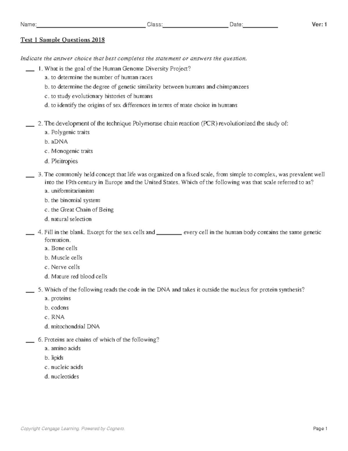 Test 1 Practice - Indicate the answer choice that best completes the ...