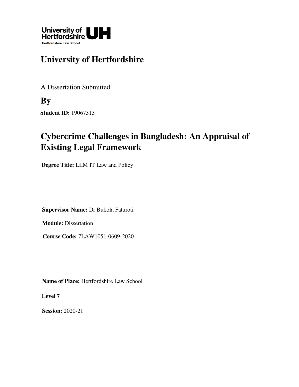 university of hertfordshire thesis