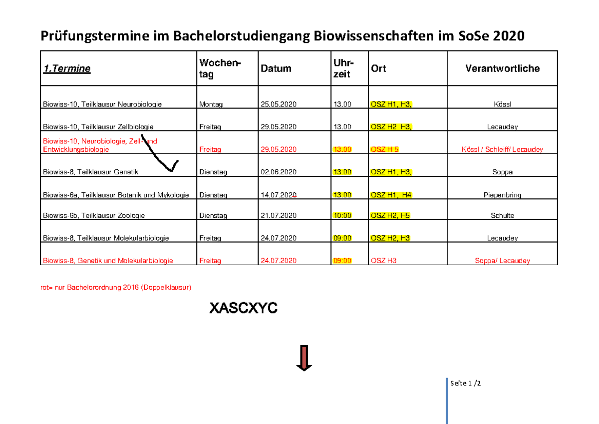 Klausuren 2020 Klausurtermine 2020 Prüfungstermine im