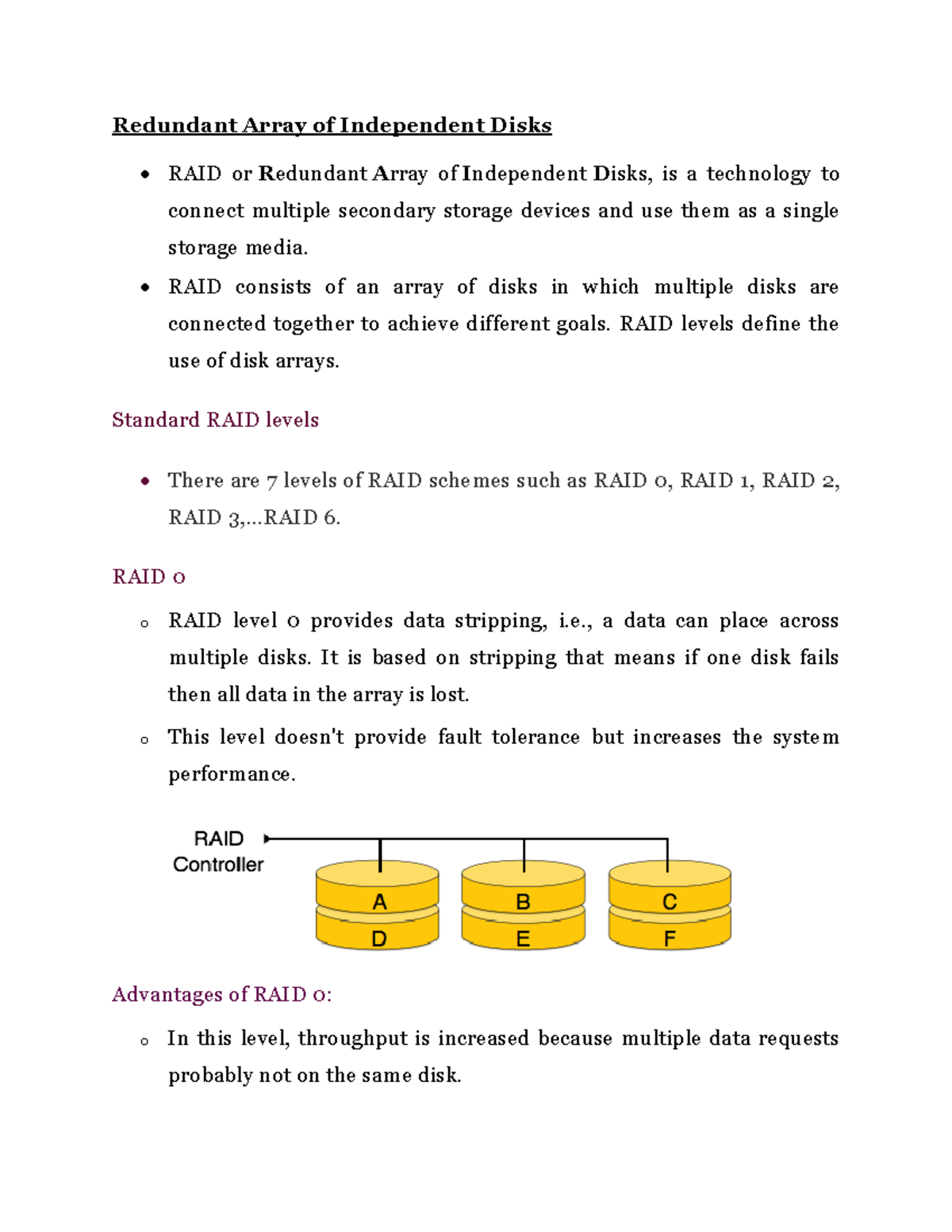 RDBMS : Unit 4 : Chapter 2. RAID & Its Levels - Redundant Array Of ...