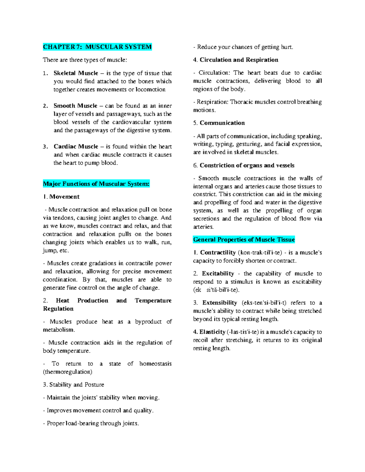 Chapter 7 part 1 Function and Structure of Muscular System - CHAPTER 7 ...