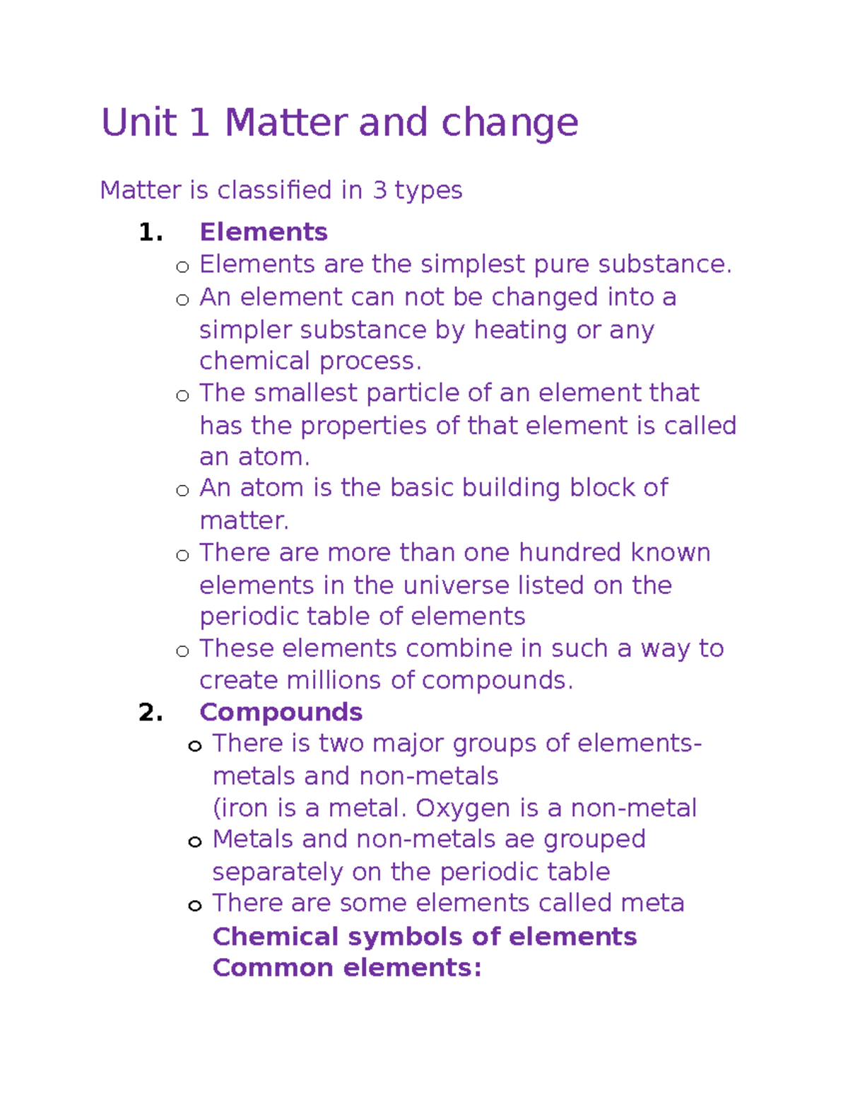 Unit 1 Matter And Change - Unit 1 Matter And Change Matter Is ...