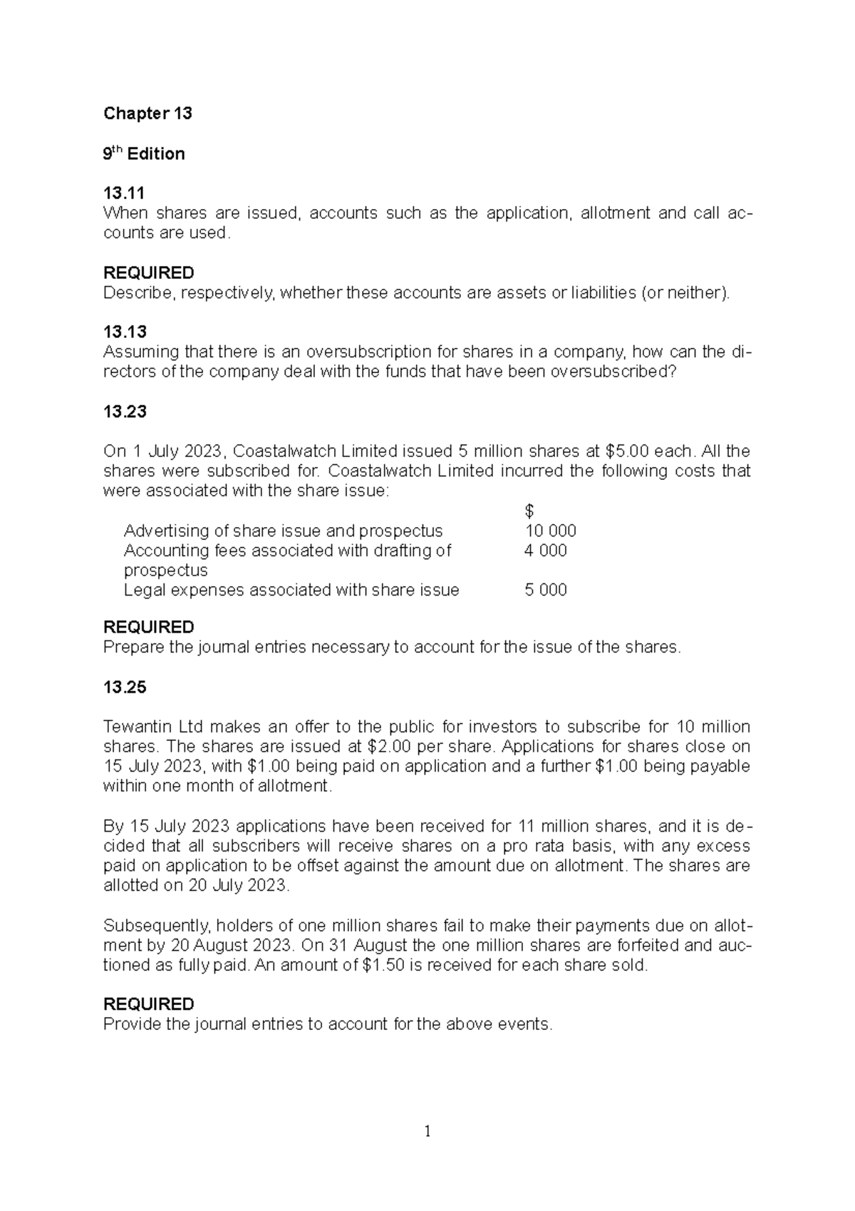 Topic 1A - Chapter 8 - Share Capital And Reserves - Tutorial Questions ...