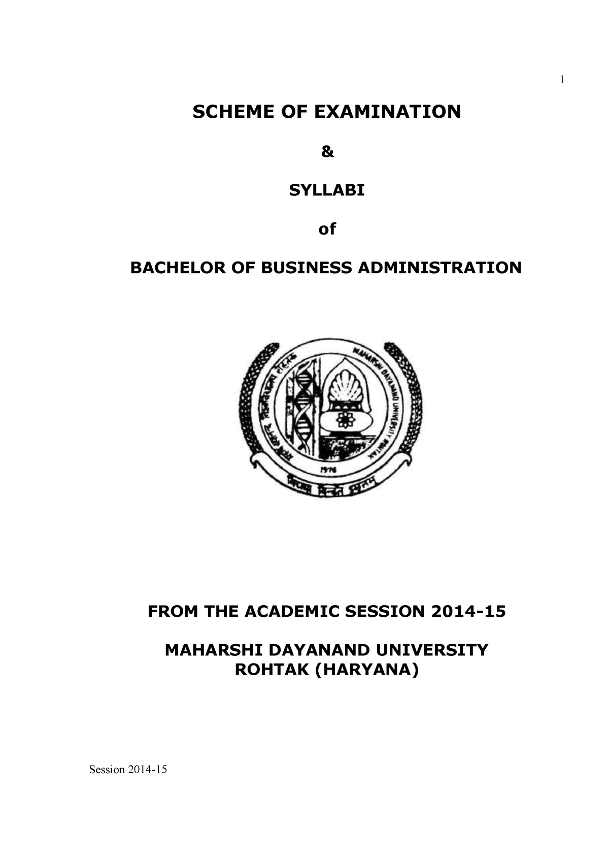 BBA GEN SOE Syllabi 2014-15 -sent To Academic Branch 8 2 16 - SCHEME OF ...