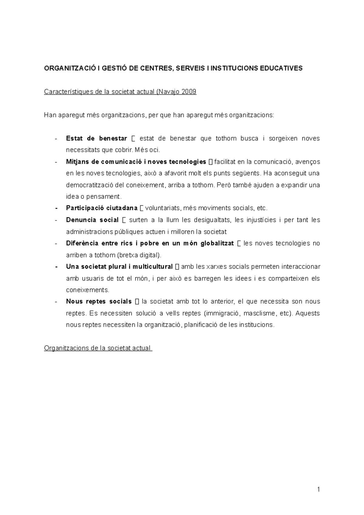 Organització I Gestió DE Centres, Serveis I Institucions Educatives ORGANITZACIÓ I GESTIÓ DE Organització I Gestió DE Centres, Serveis I Institucions Educatives ORGANITZACIÓ I GESTIÓ DE