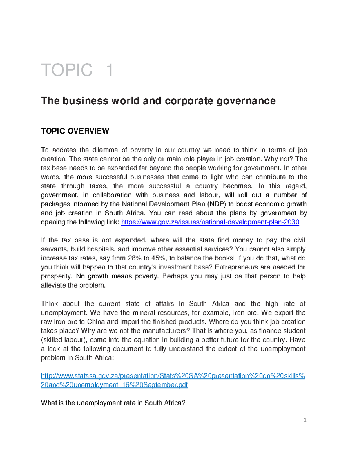 Topic 1 Business World And Corporate Governance - TOPIC 1 The Business ...