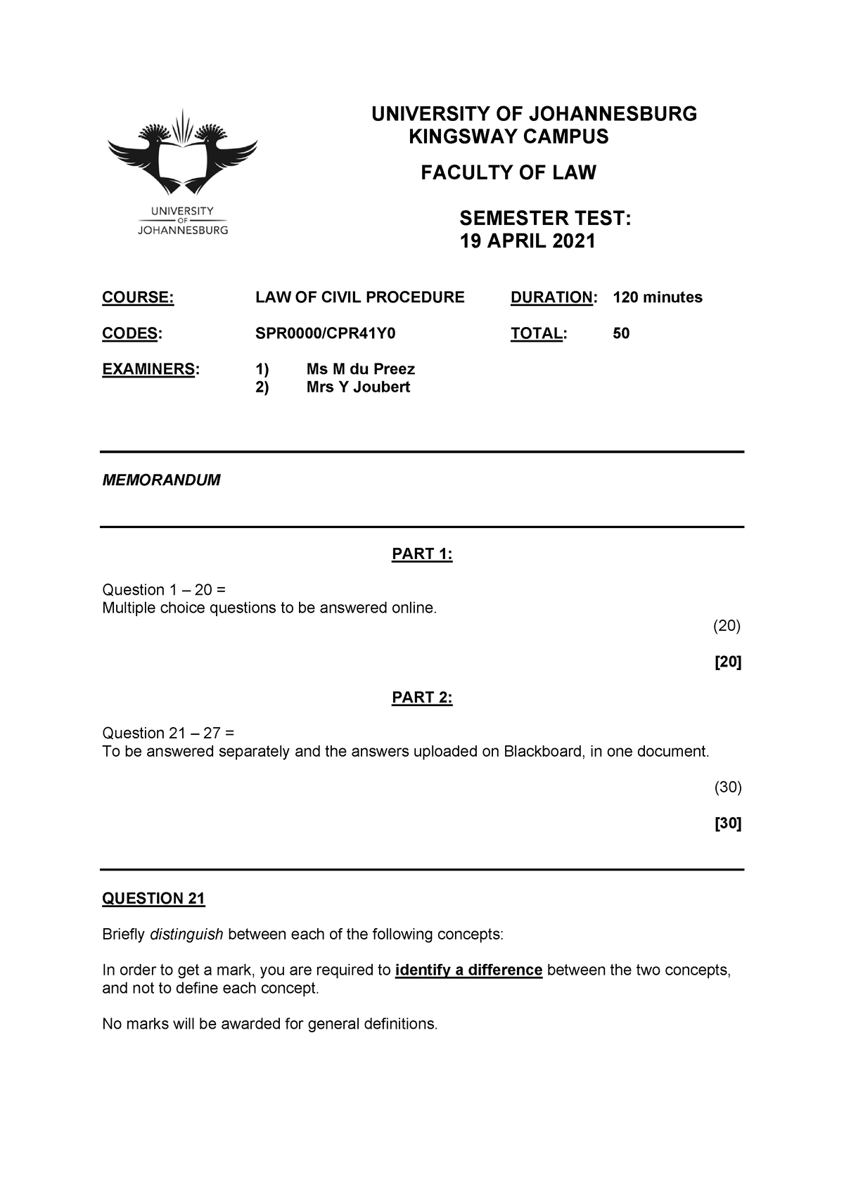 semester-test-19-april-2021-part-2-bb-memo-university-of