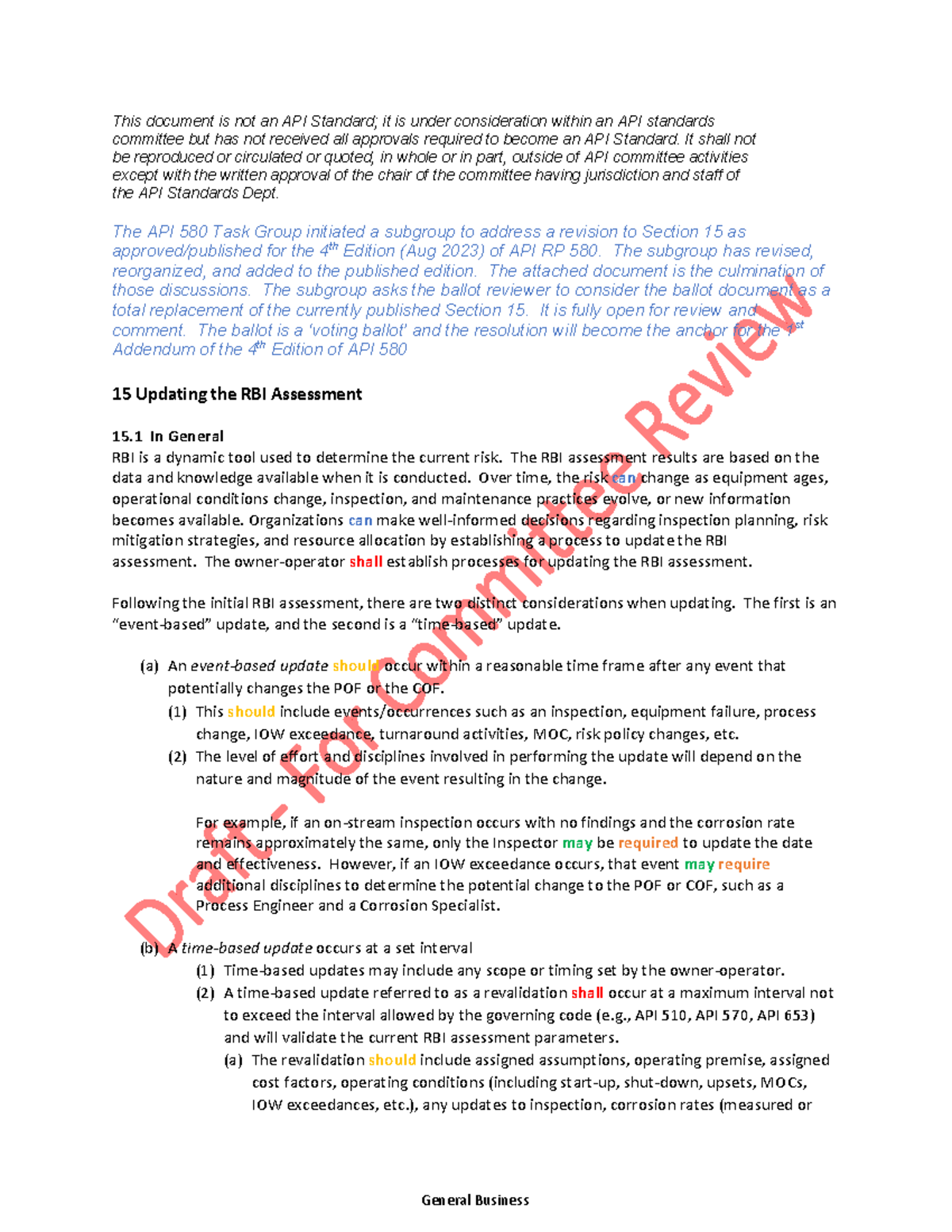 API 580 - Section 15 Revision - This document is not an API Standard ...