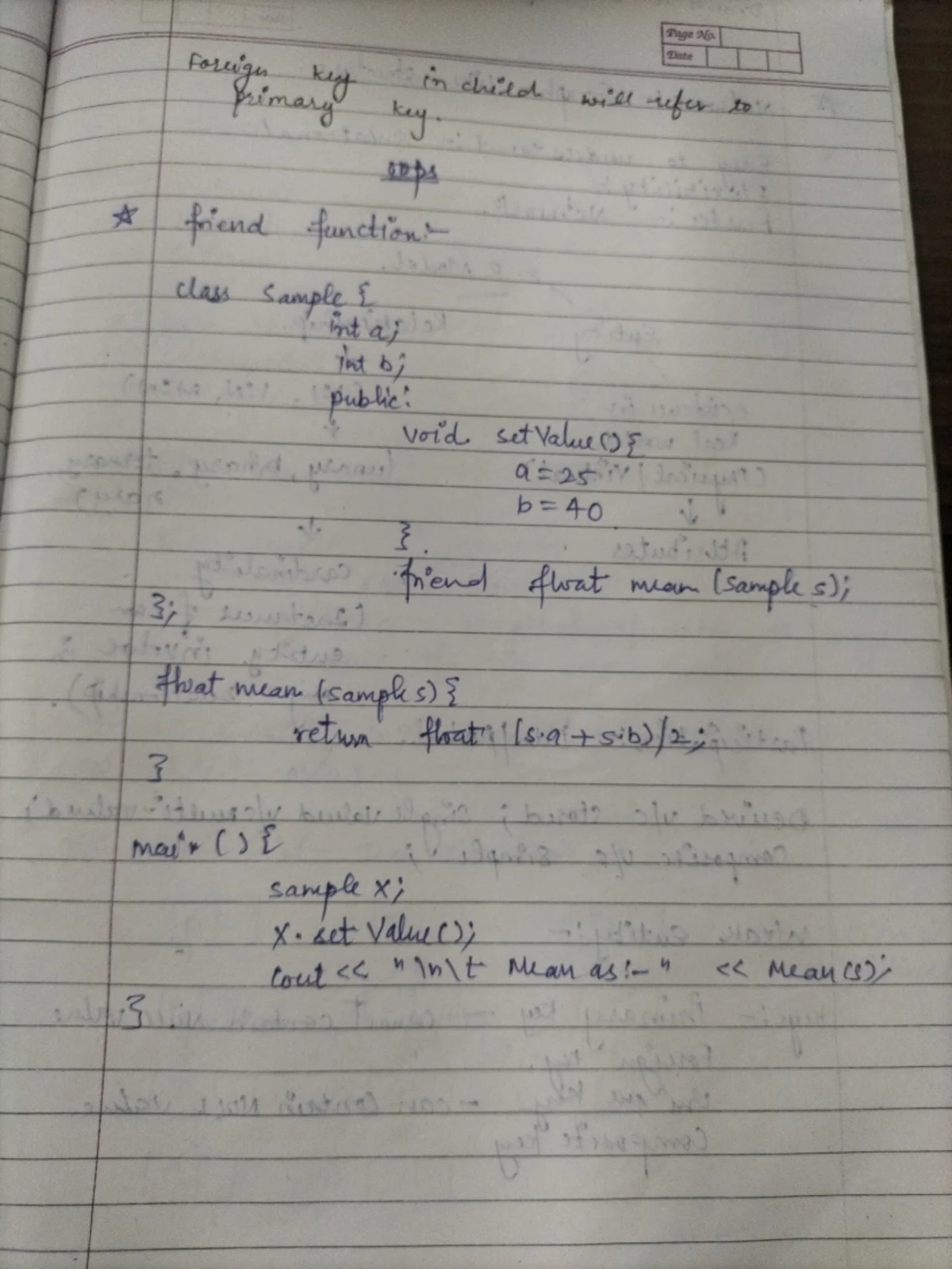 Oops-2 - Handwritten lecture notes - oops class Base int protected: int ...
