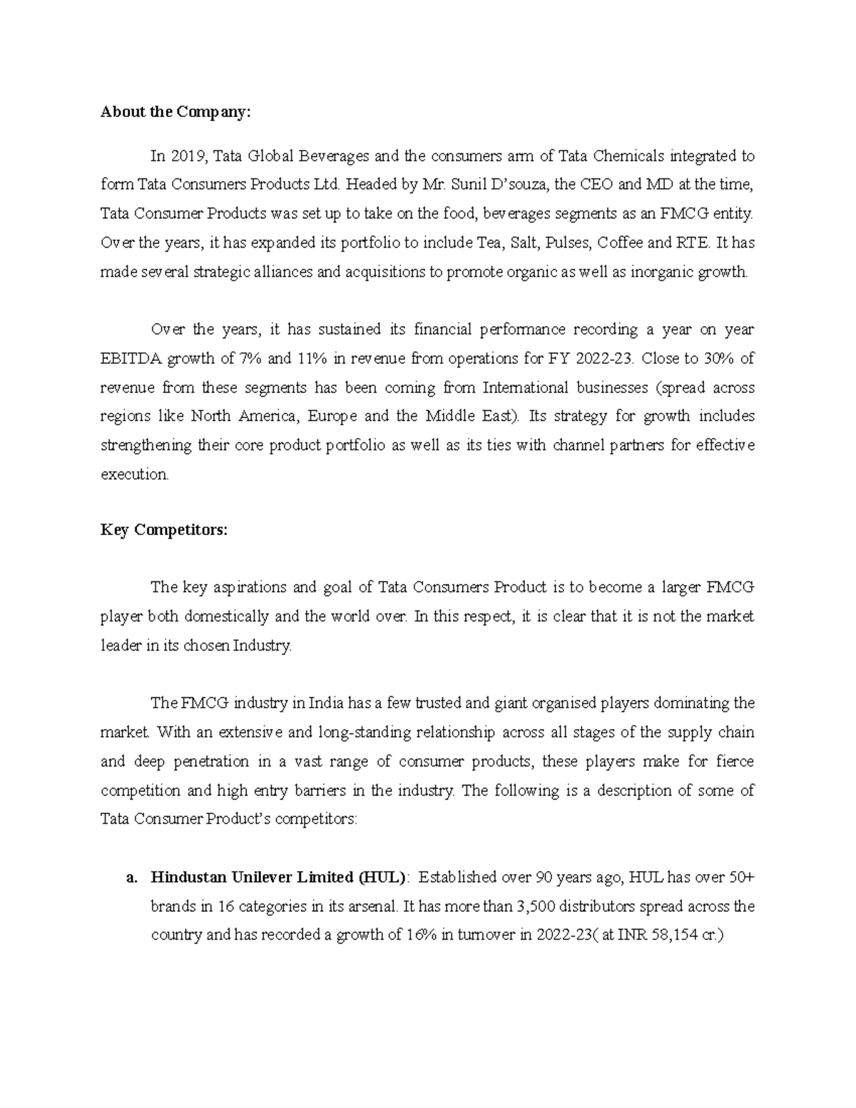 TATA financial - About the Company: In 2019, Tata Global Beverages and ...