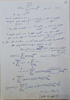 3 fft - Important notes - 3 Decimation in Time (DIT) FFT kn WN is ...