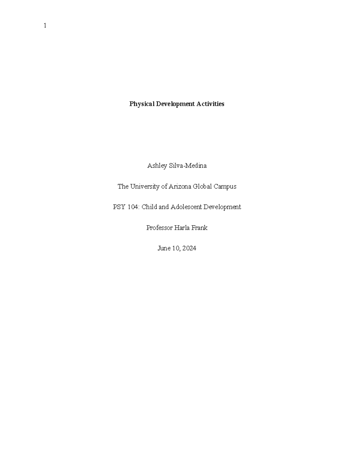 Physical Development Activities- Fixed - Physical Development ...