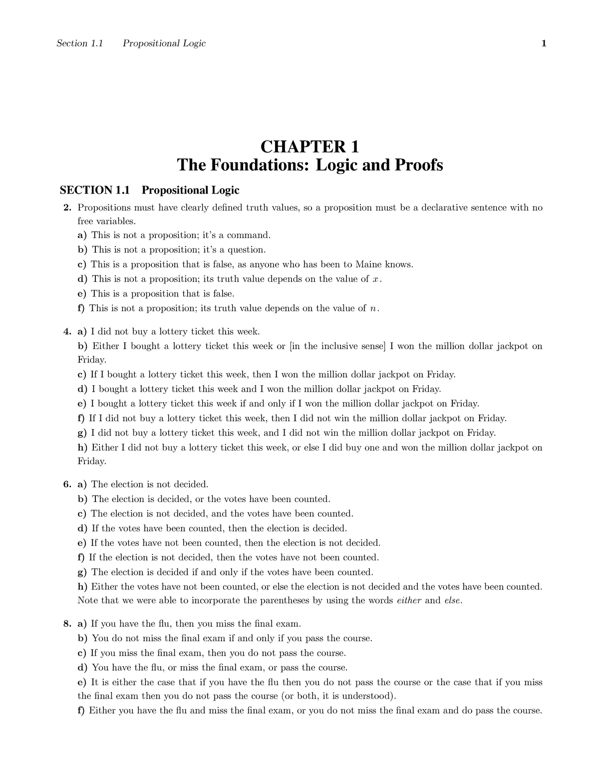 Solution Manual Of Discrete Mathematics - Section 1 Propositional Logic ...