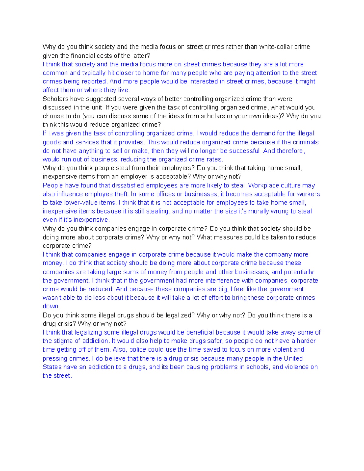 Unit 5 Critical Thinking Questions - Why do you think society and the ...