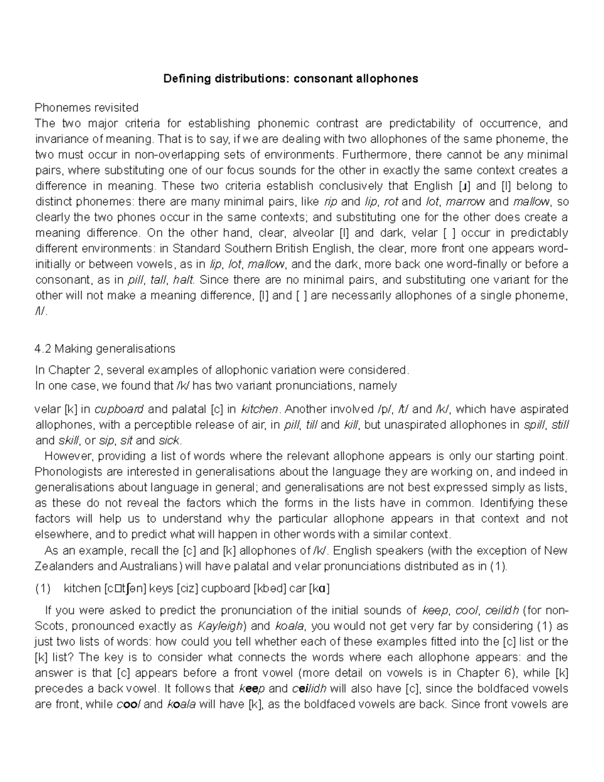 Introduction to English Phonology- Consonant Allophones - Defining ...