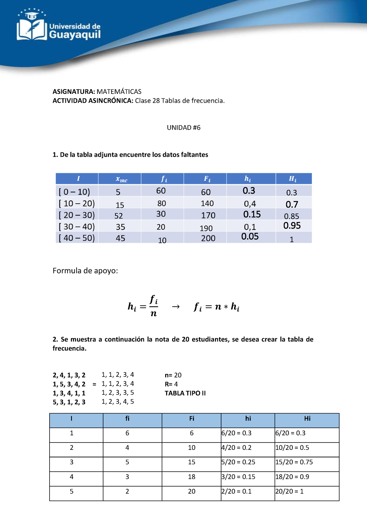 Clase 1 Semana 8 - Deber - Matemáticas Nivelación - UG - Studocu