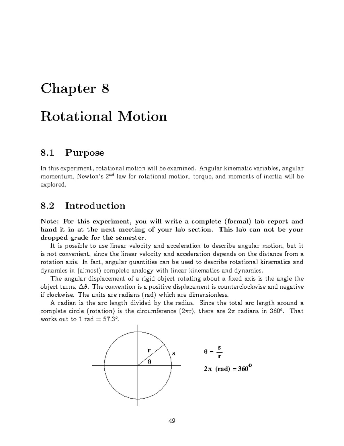 Exp8 teorem - Lecture notes 2 - Chapter 8 Rotational Motion 8 Purpose ...