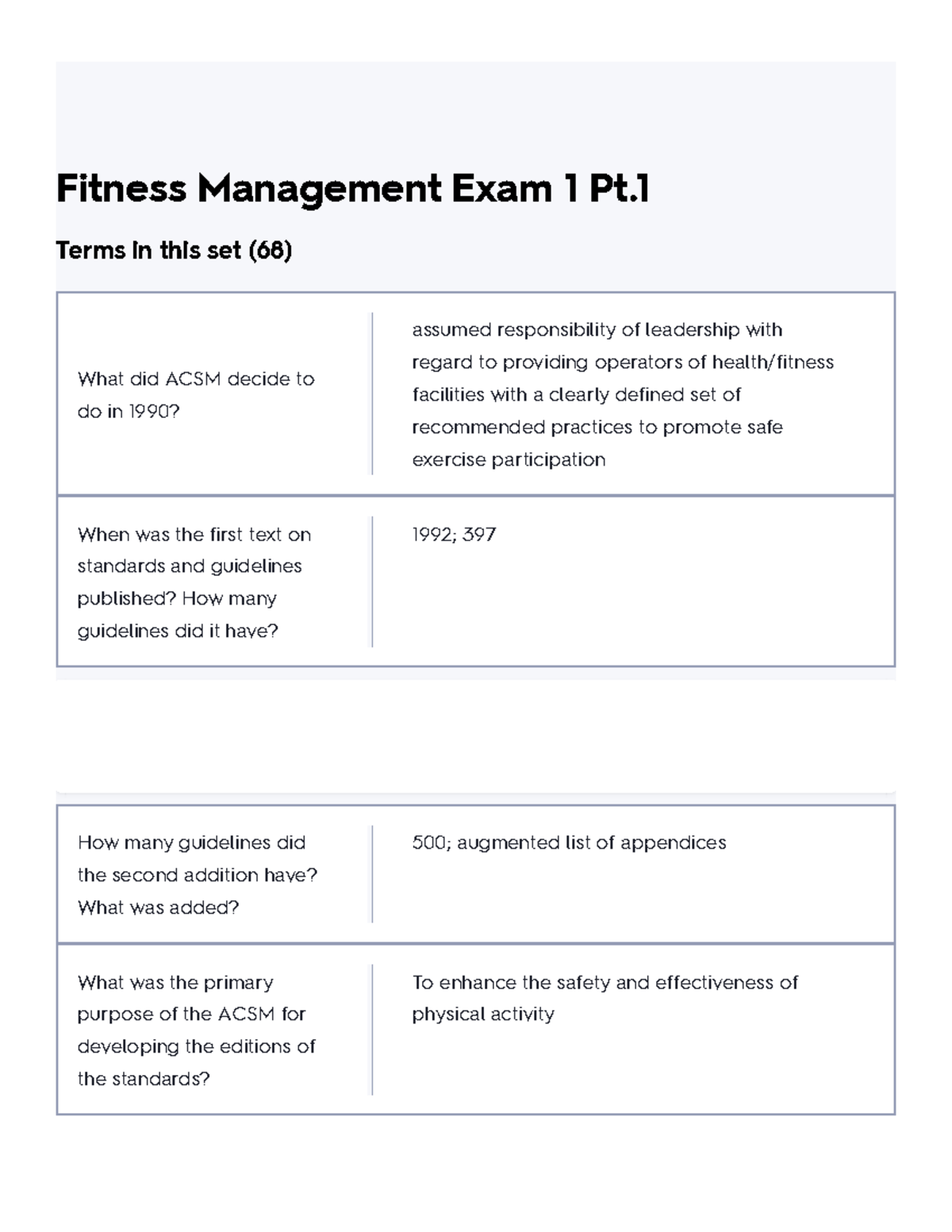 Fitness Management Exam 1 Pt.1 Flashcards Quizlet - Fitness Management ...