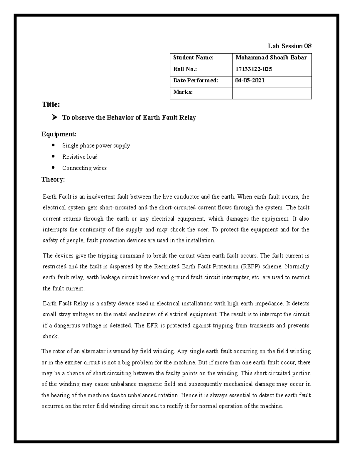 Lab # 08 - lab - Lab Session 08 Student Name: Mohammad Shoaib Babar ...