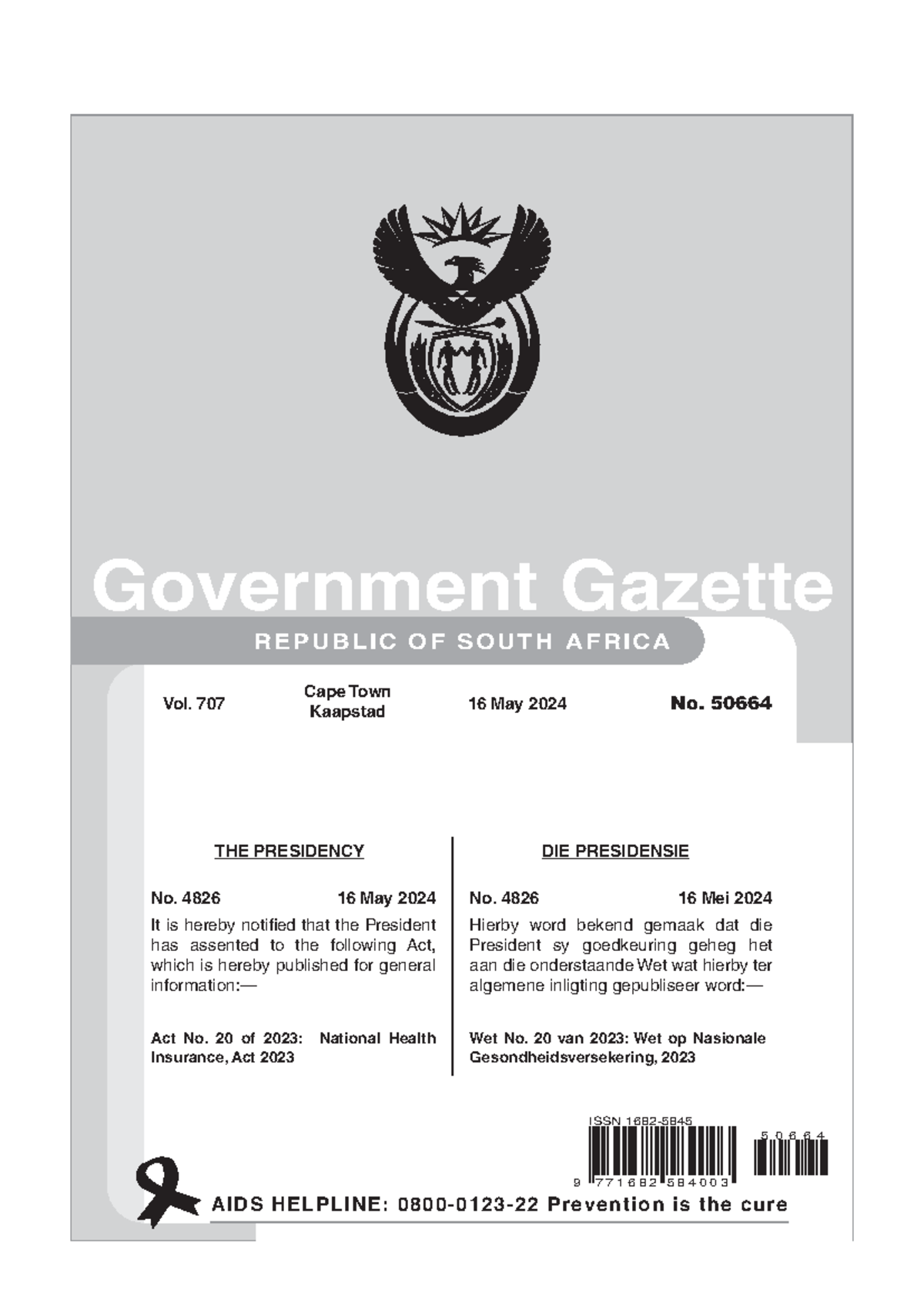 Act 20 of 2023 National Health Insurance - AIDSHELPLINE:0800-0123-22 ...