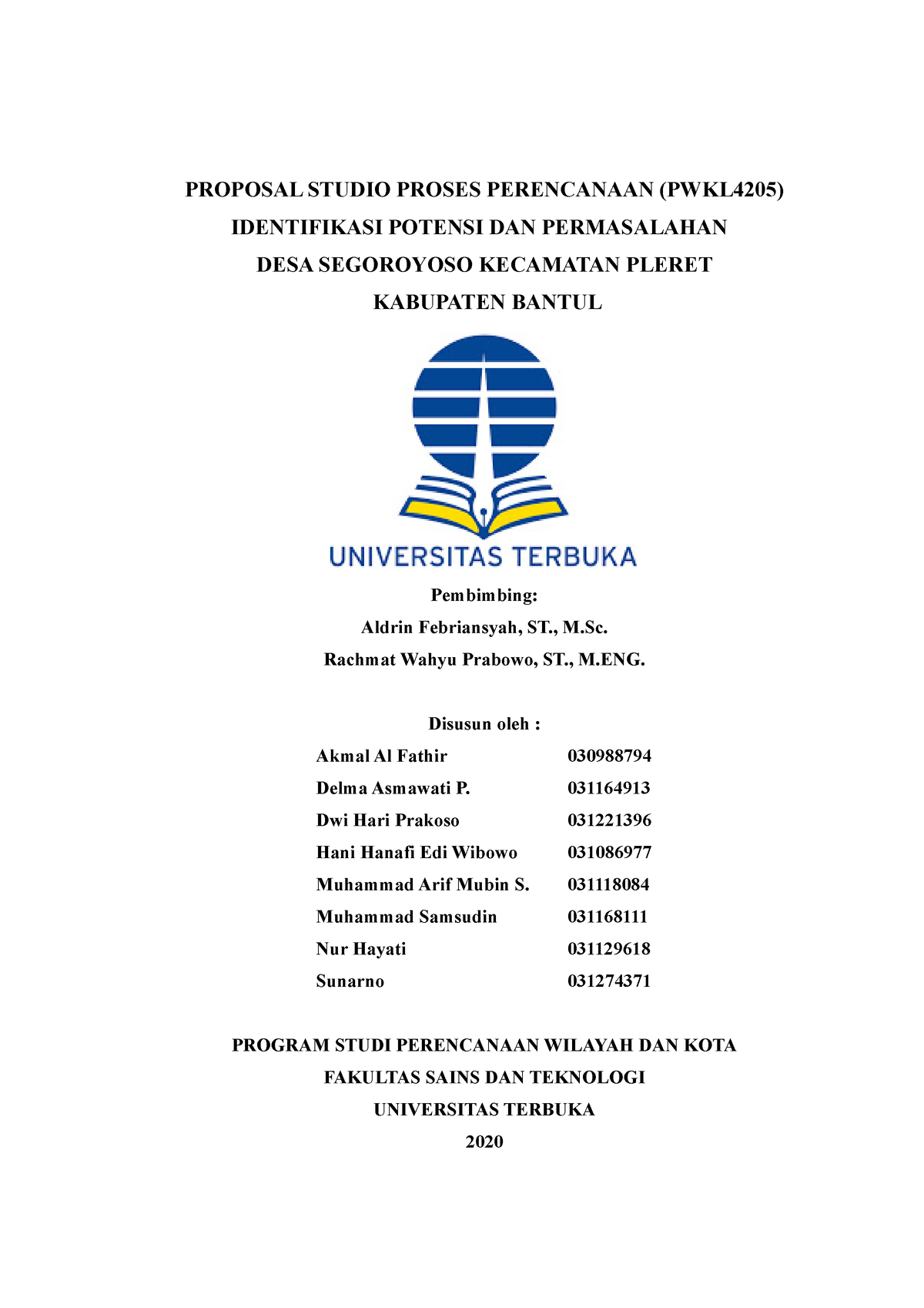 Proposal Studio UT Lengkap - PROPOSAL STUDIO PROSES PERENCANAAN ...