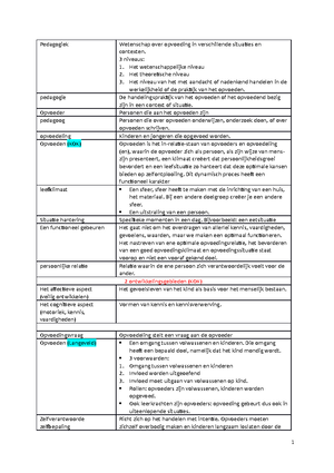 Pedagogiek Samenvatting - Pedagogiek 1 Pedagogiek En Opvoeden ...