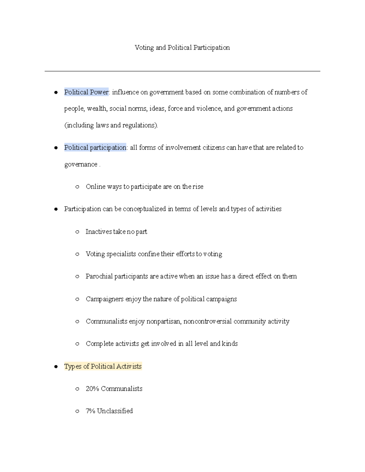 Voting and Political Participation - Political participation: all forms ...