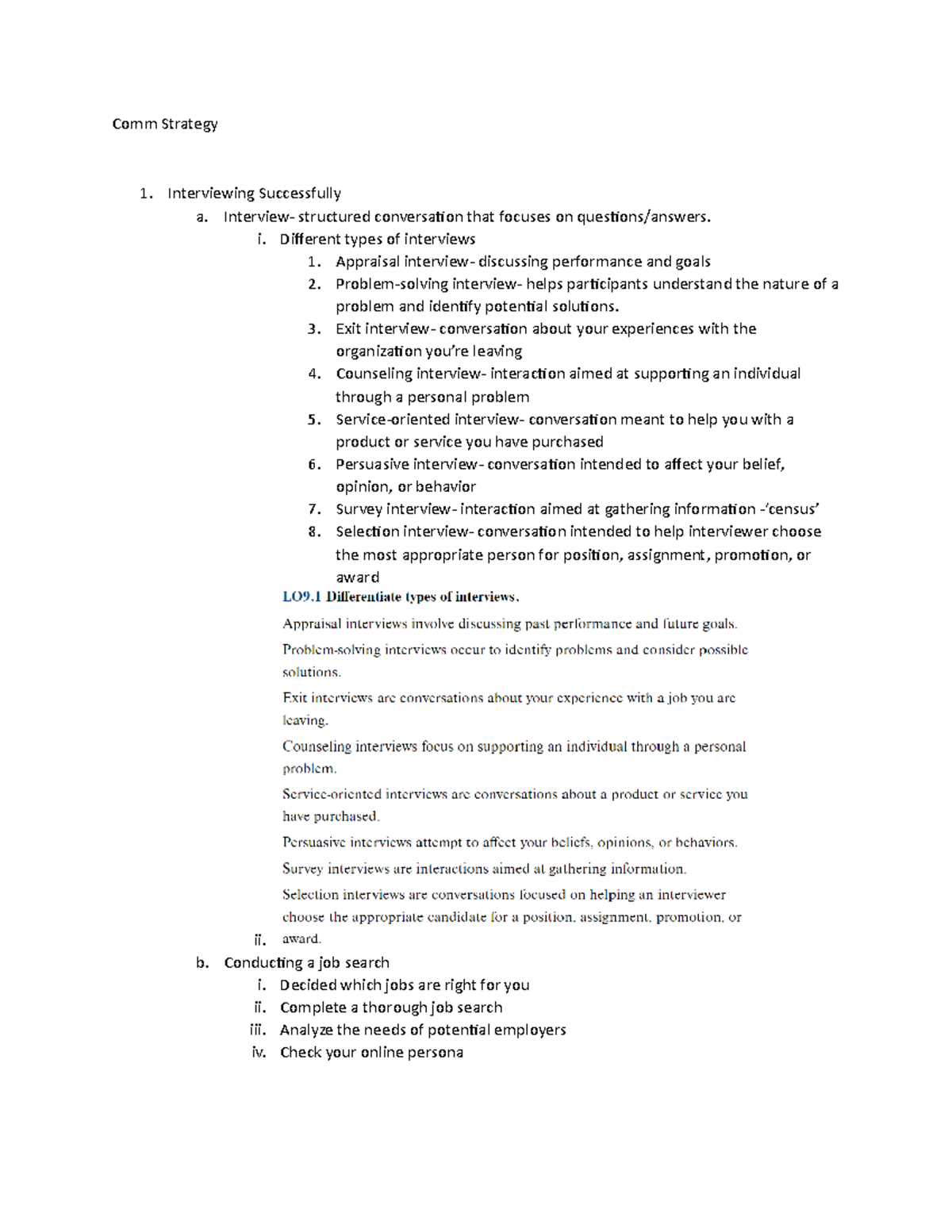 Comm Strat Mid Term Study guide - Comm Strategy Interviewing ...