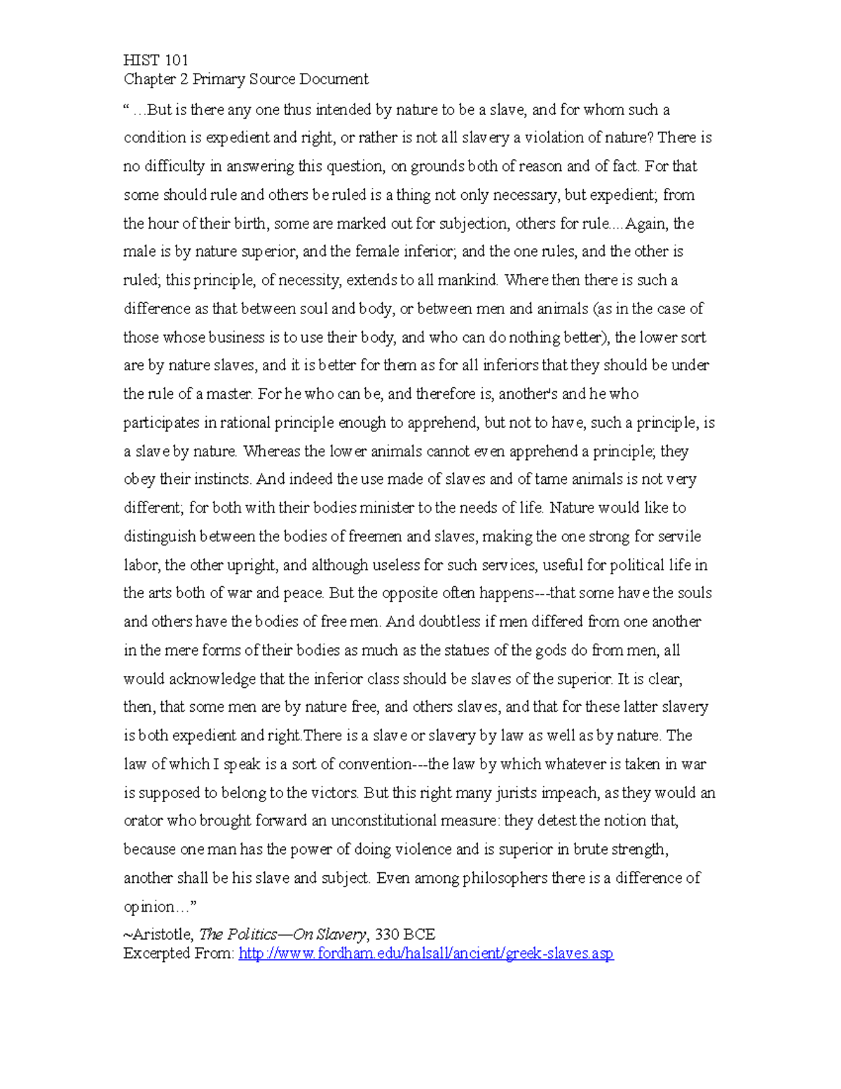 Chapter 2 Primary Source Document HIST 101 Chapter 2 Primary Source