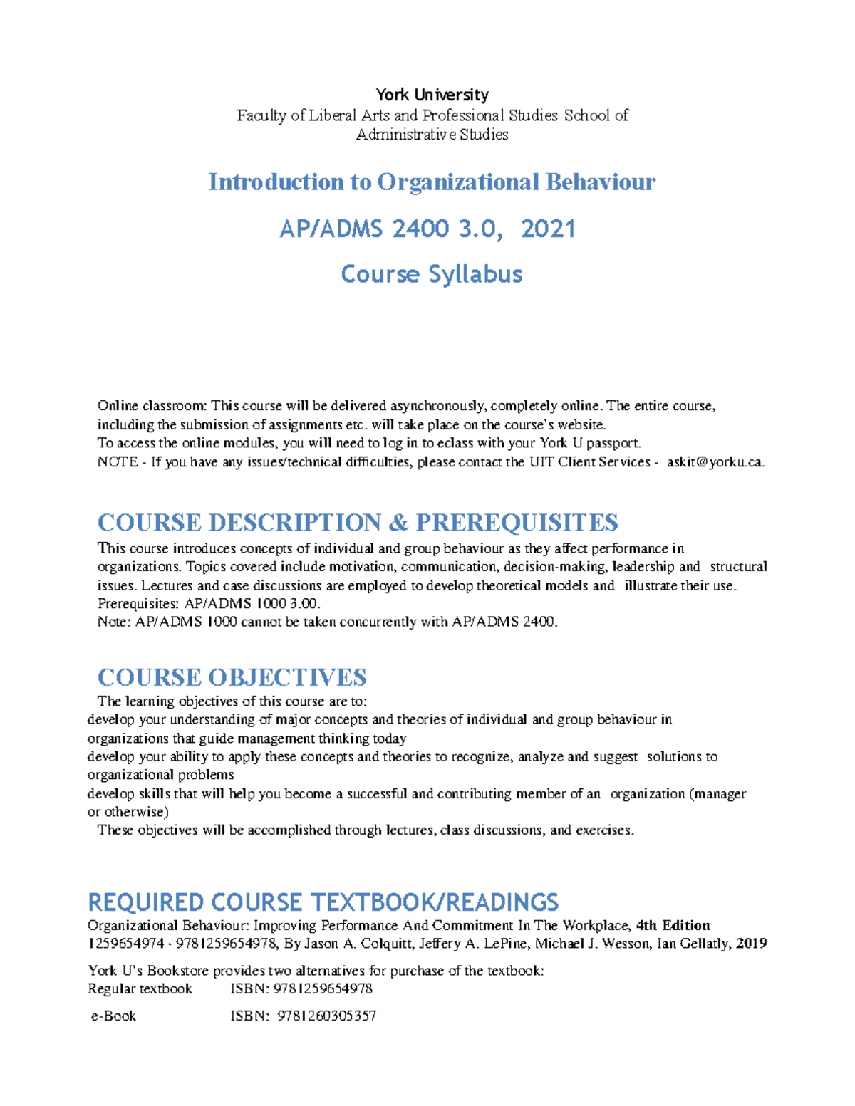 ADMS 2400 Course Outline-this include the breakdown for the term - ADMS ...