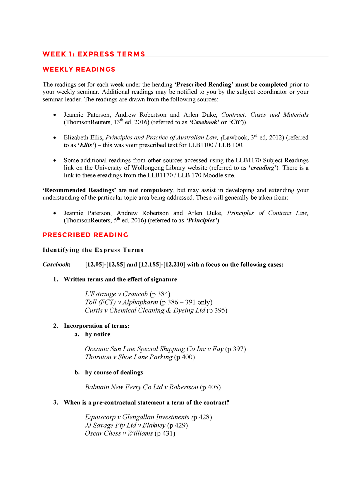 2019 Llb 1170 Week 1 Readings And Seminar Questions 392 - 