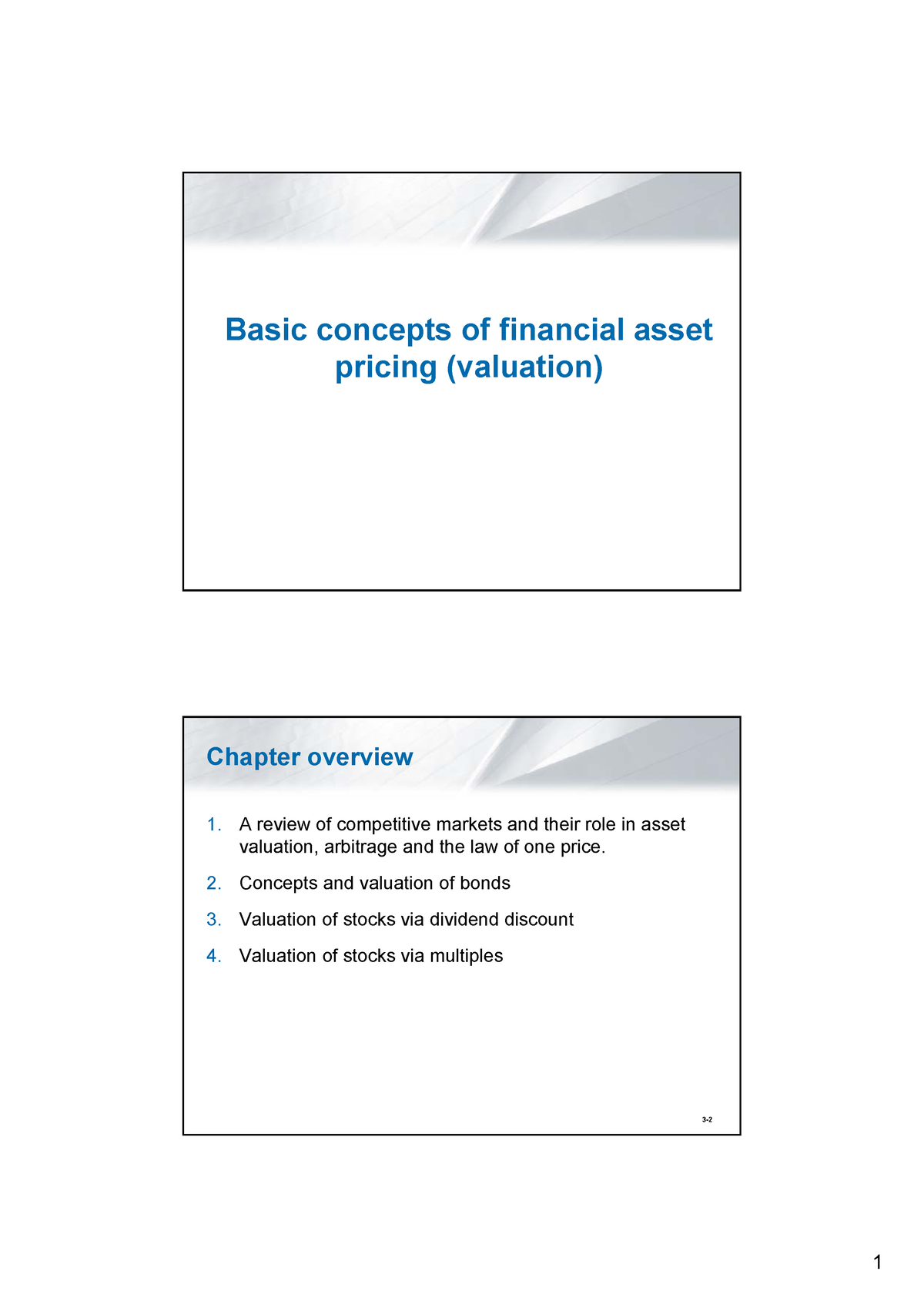 4 Basic Valuation Concepts Basic Concepts Of Financial Asset Pricing Valuation 3 Chapter 