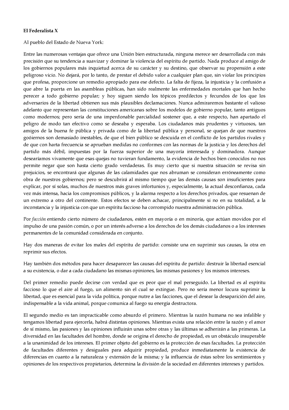 Federalista X Li Marbury El Federalista X Al Pueblo Del Estado De