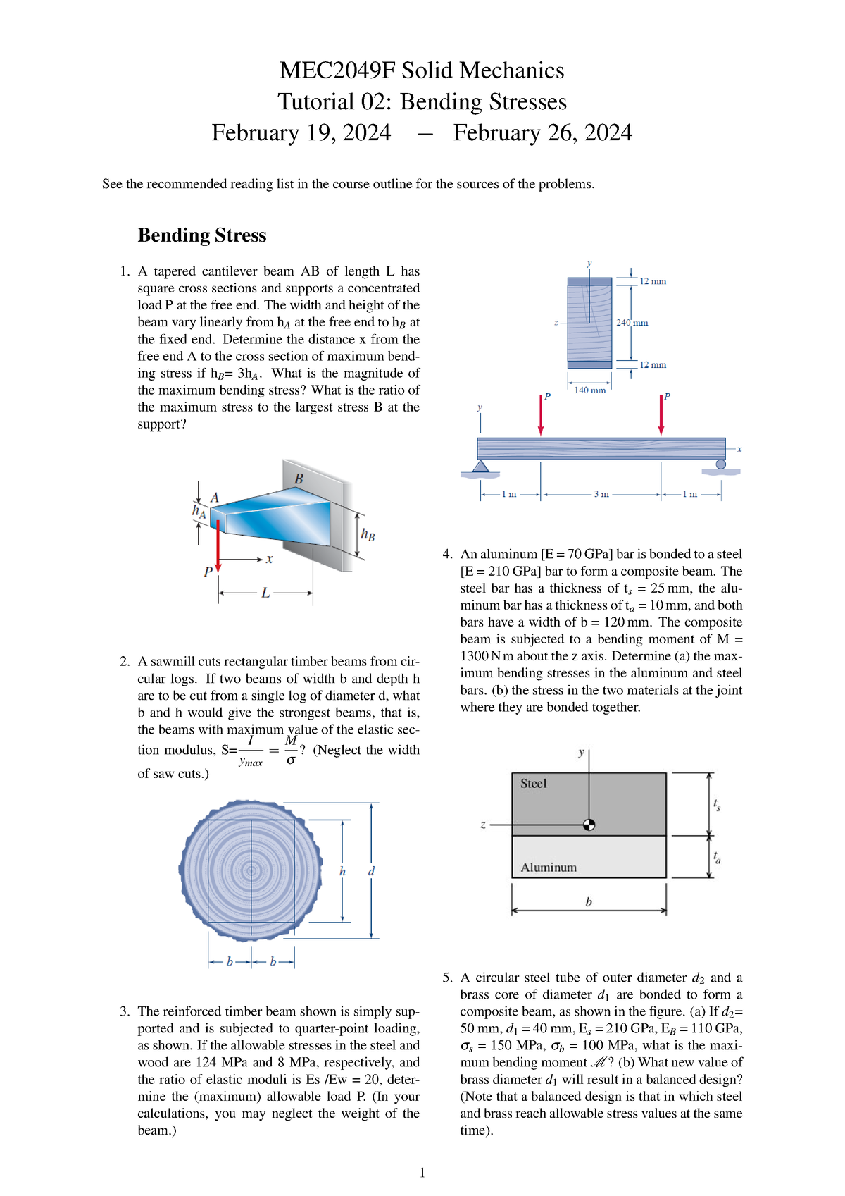 Tutorial Bend Stress - Efgtg - MEC2049F Solid Mechanics Tutorial 02 ...