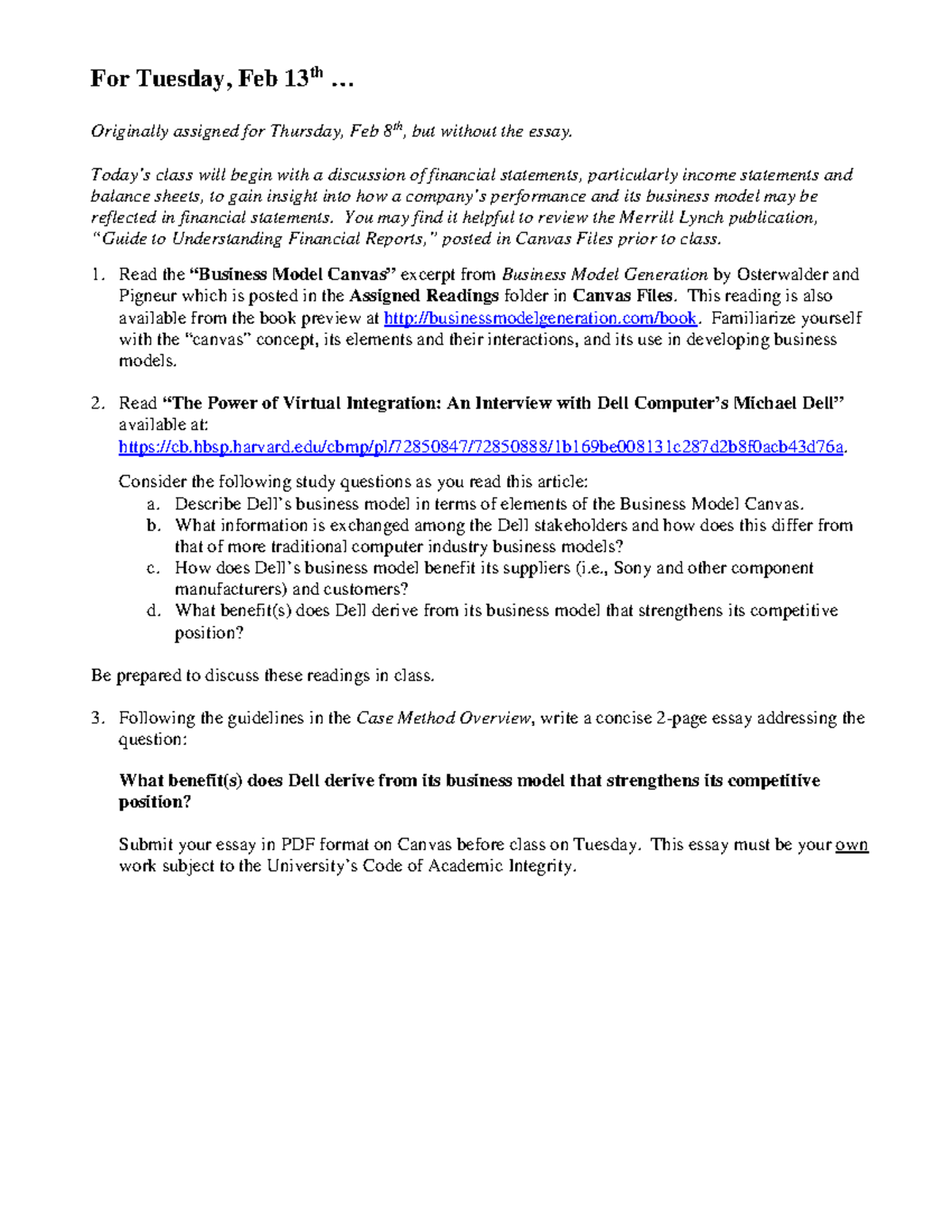 #08 Fin Stmts, BMC, Dell - For Tuesday, Feb 13th … Originally assigned ...