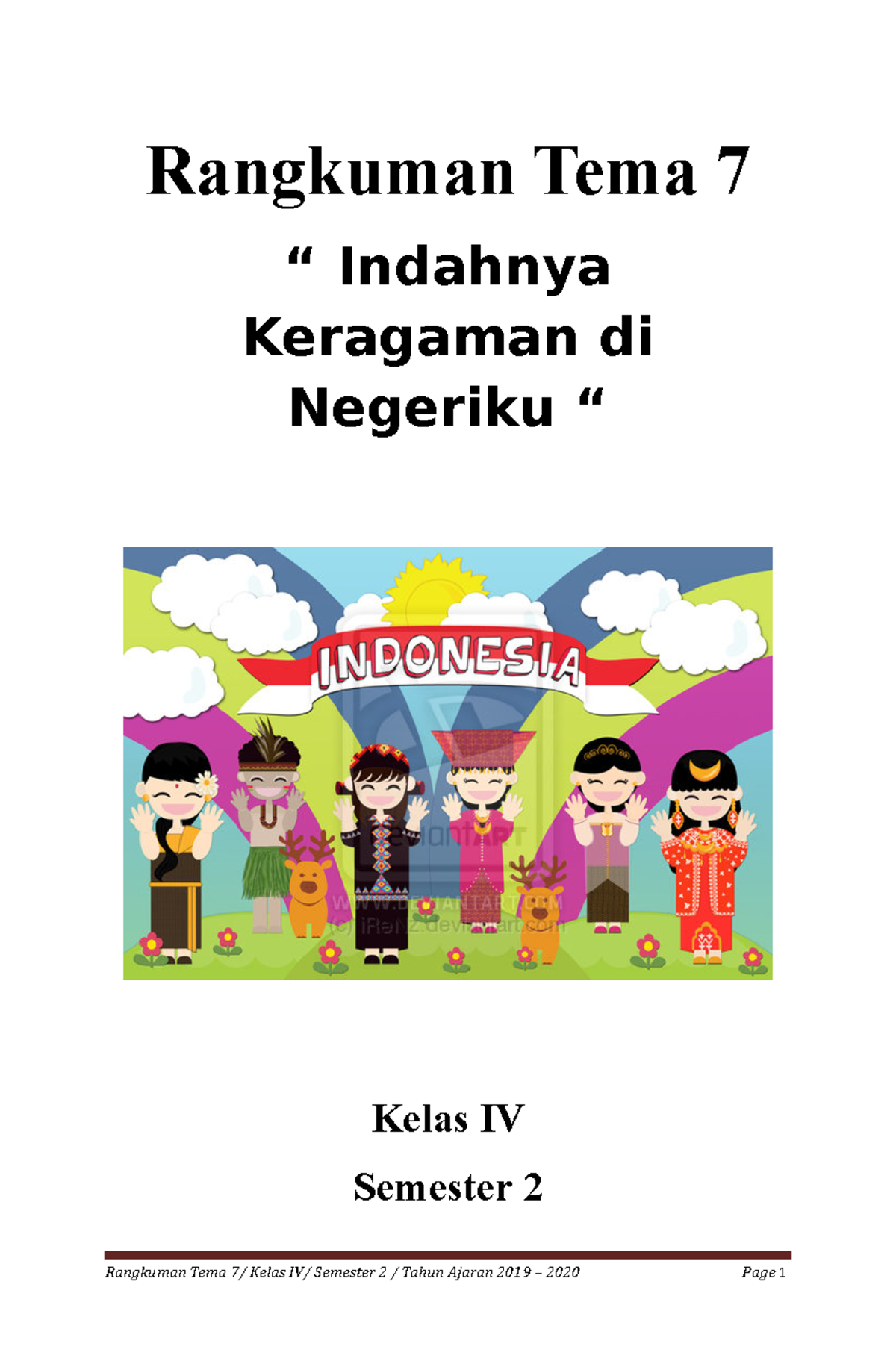 Rangkuman Tema 7 Fix Rangkuman Tema 7 “ Indahnya Keragaman Di