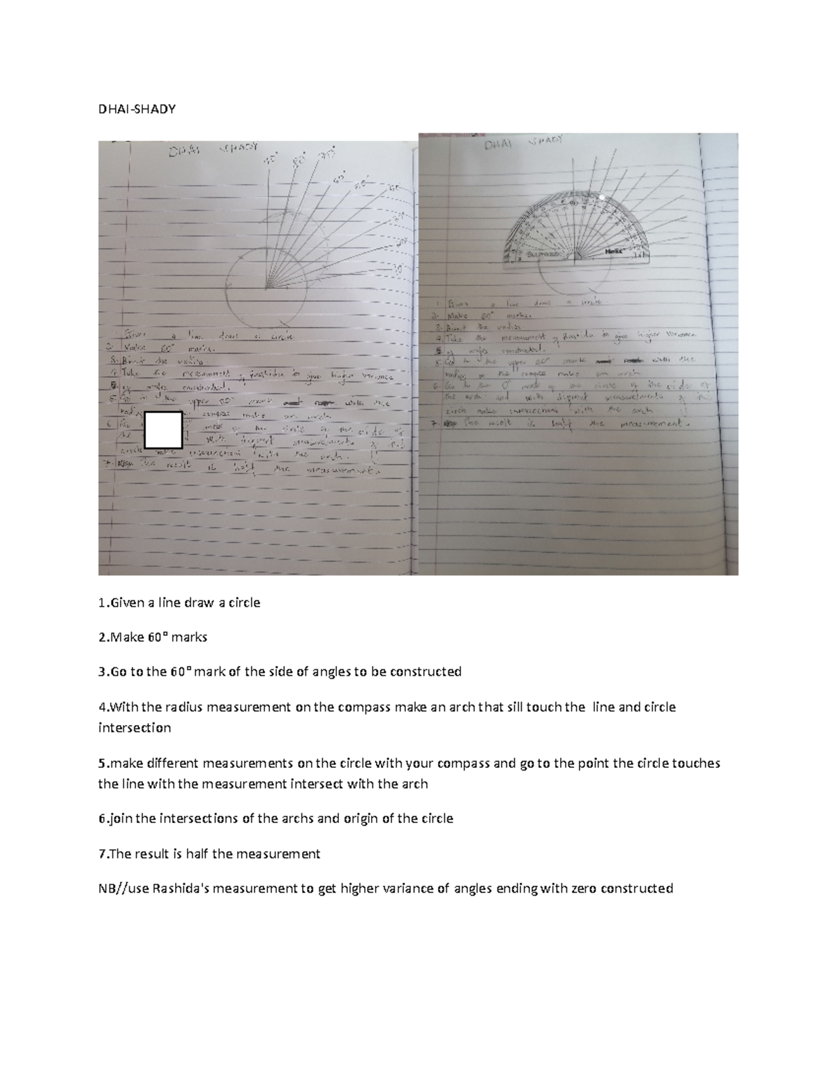 DHAI- Shady-WPS Office - DHAI-SHADY 1 a line draw a circle 2 60° marks ...