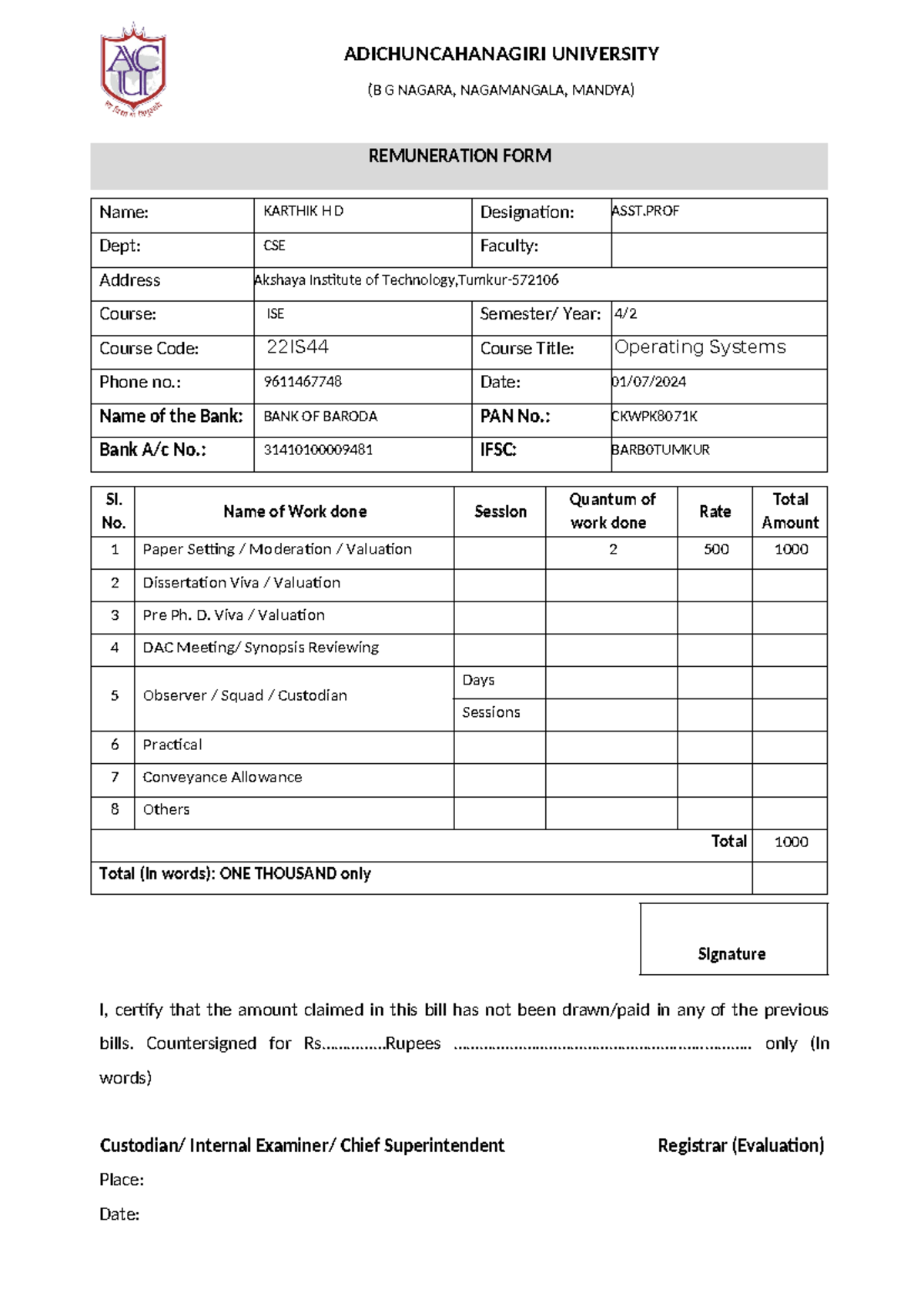 040 QP Setting Remuneration Format - ADICHUNCAHANAGIRI UNIVERSITY (B G ...