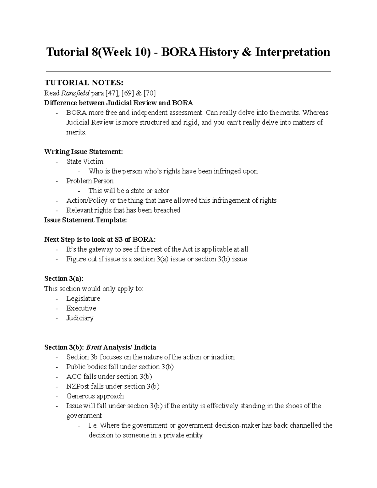 Tutorial 8(Week 10) - BORA History & Interpretation - Introduction to ...