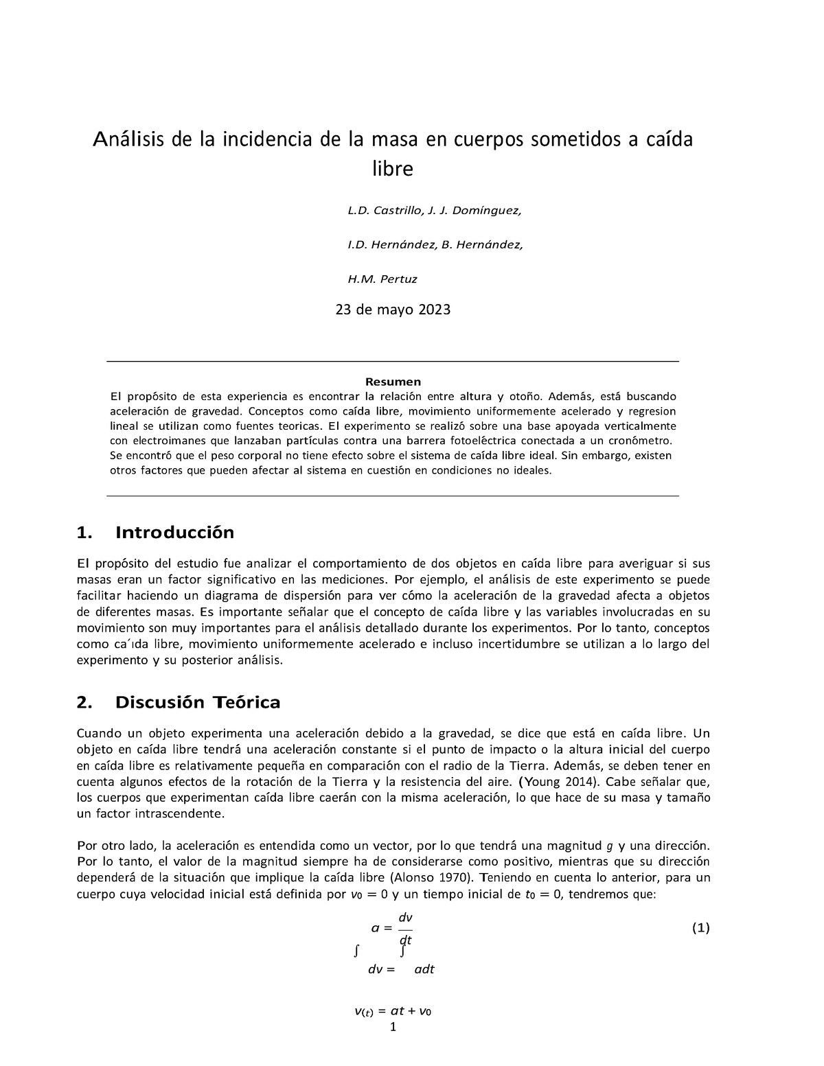 Caida Libre - 151617 - A Na¥ Li S Is De La Incidencia De La Masa En ...