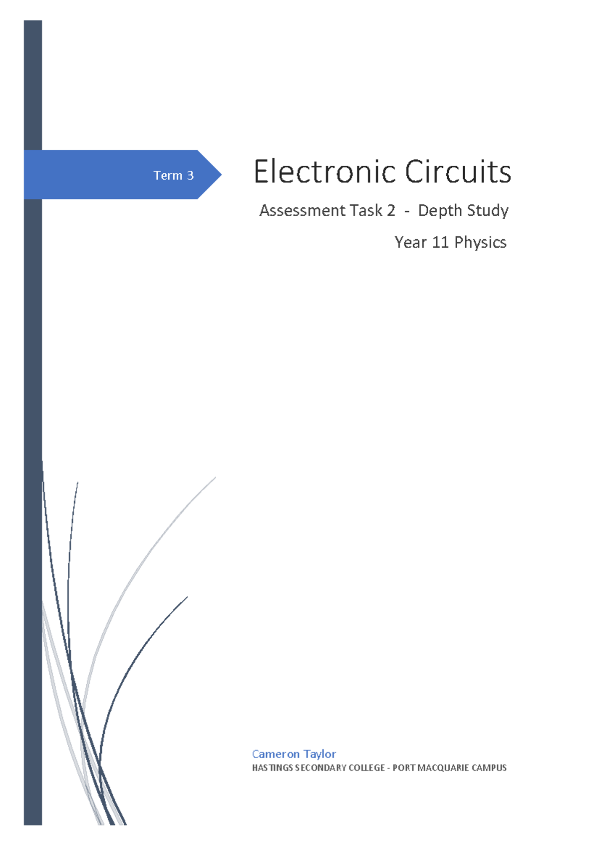Preliminary Physics Depth Study Assessment Task 2 Band 6 Assessment ...