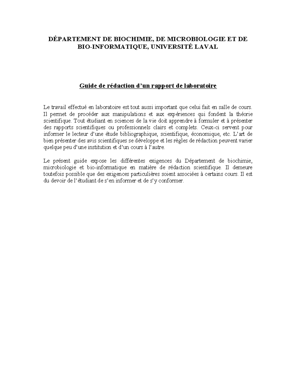 Guide de redaction d un rapport de laboratoire A13 - DÉPARTEMENT DE ...