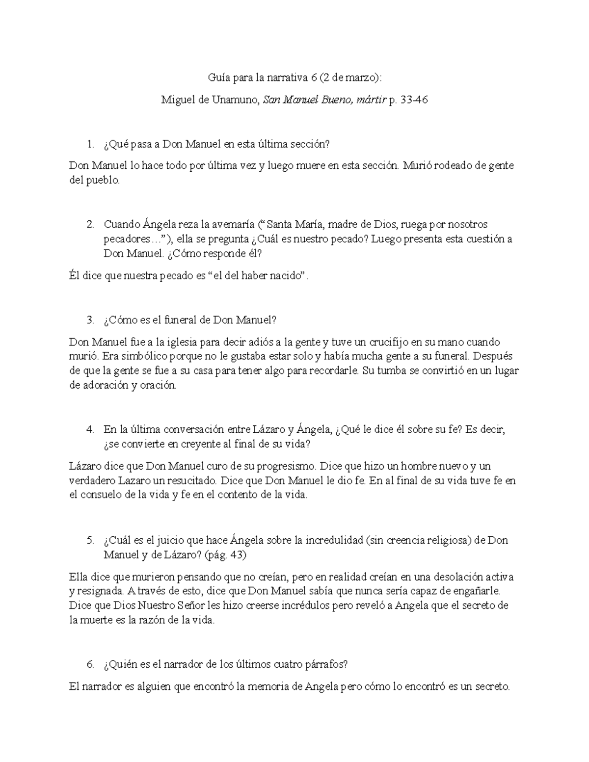 Guía Para La Narrativa 6- Unamuno San Manuel Dia 3 - Para La Narrativa ...